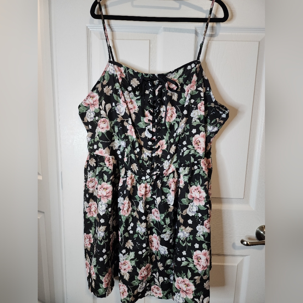 SHEIN FIT+ 24/26 NWT Black & Pink‎ Floral Dress